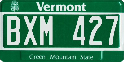 VT license plate BXM427