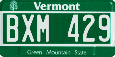 VT license plate BXM429