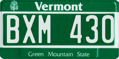 VT license plate BXM430
