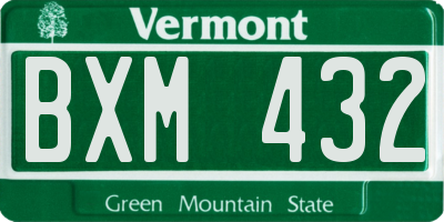 VT license plate BXM432