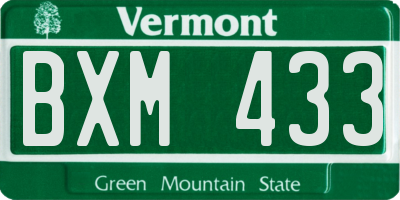 VT license plate BXM433