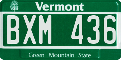 VT license plate BXM436