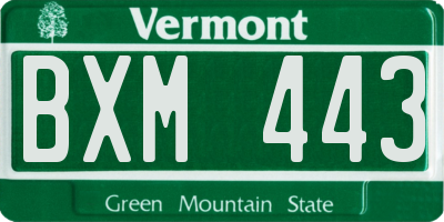 VT license plate BXM443