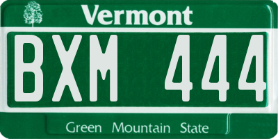 VT license plate BXM444