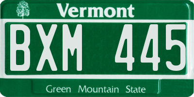 VT license plate BXM445