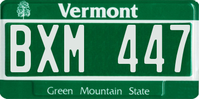 VT license plate BXM447