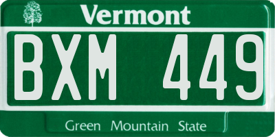 VT license plate BXM449