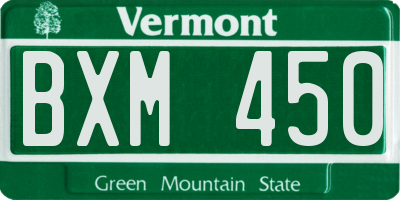 VT license plate BXM450