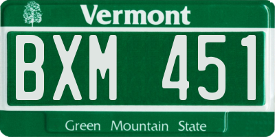 VT license plate BXM451