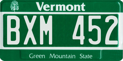 VT license plate BXM452