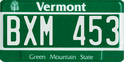 VT license plate BXM453