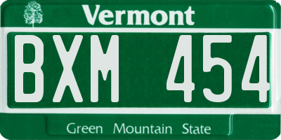 VT license plate BXM454
