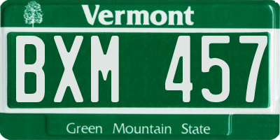 VT license plate BXM457