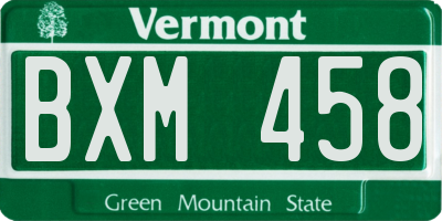 VT license plate BXM458
