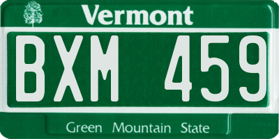VT license plate BXM459