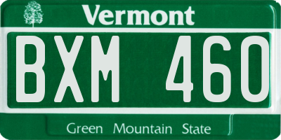 VT license plate BXM460