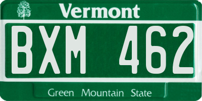 VT license plate BXM462