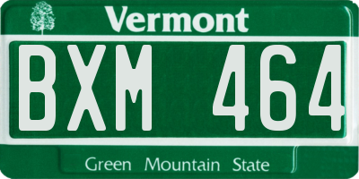 VT license plate BXM464