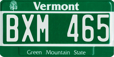 VT license plate BXM465