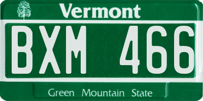 VT license plate BXM466