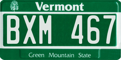 VT license plate BXM467