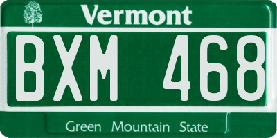 VT license plate BXM468