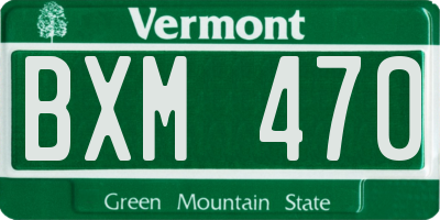 VT license plate BXM470