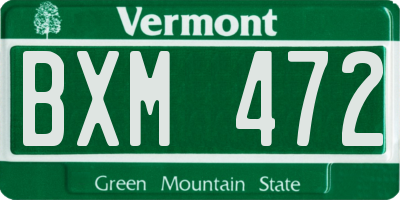 VT license plate BXM472