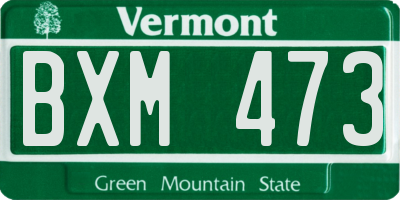 VT license plate BXM473