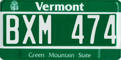 VT license plate BXM474