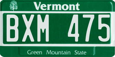 VT license plate BXM475
