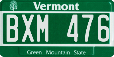 VT license plate BXM476