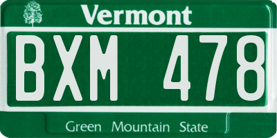 VT license plate BXM478