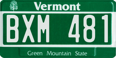 VT license plate BXM481