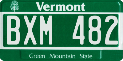 VT license plate BXM482
