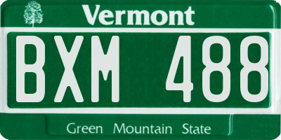 VT license plate BXM488