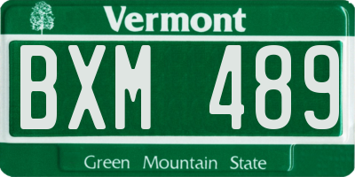 VT license plate BXM489