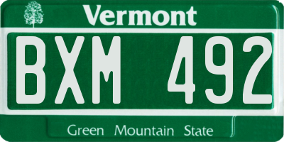 VT license plate BXM492