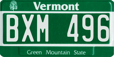 VT license plate BXM496
