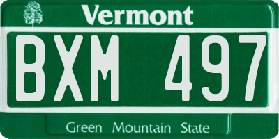 VT license plate BXM497