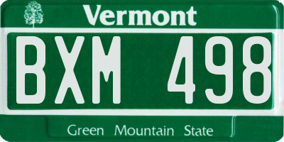 VT license plate BXM498