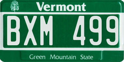 VT license plate BXM499