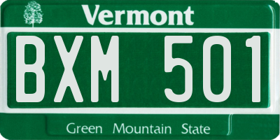 VT license plate BXM501