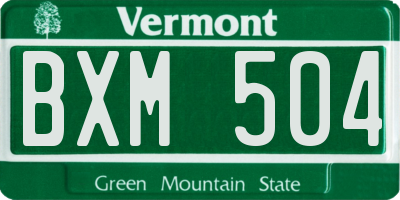VT license plate BXM504