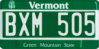 VT license plate BXM505
