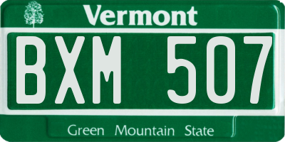 VT license plate BXM507