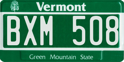 VT license plate BXM508
