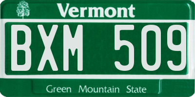 VT license plate BXM509