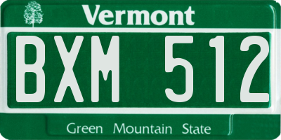 VT license plate BXM512