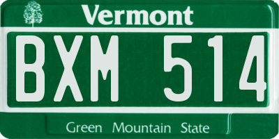 VT license plate BXM514